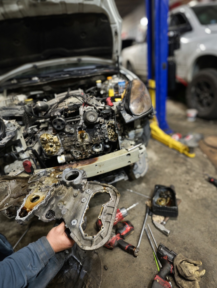 Mechanic working inside Reynoso auto shop